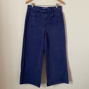Everlane Wide Leg High Waisted Cropped Pants size 8 Dark Blue